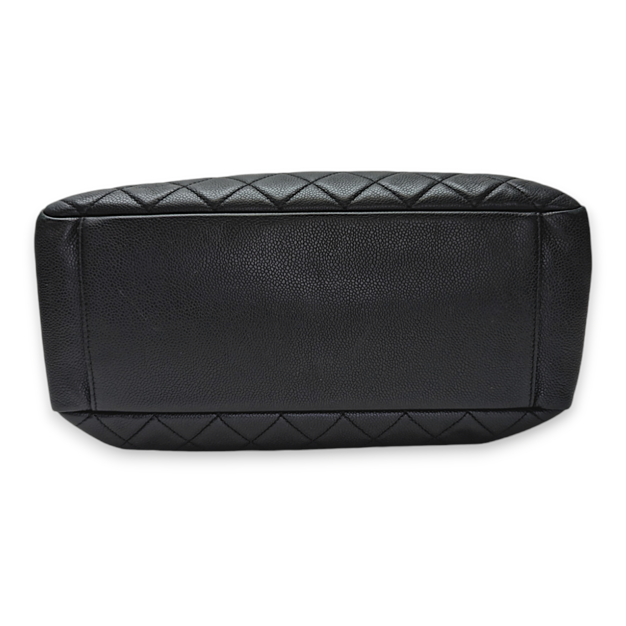 GST Black Shoulder Bag in Caviar Leather, Silver hardware