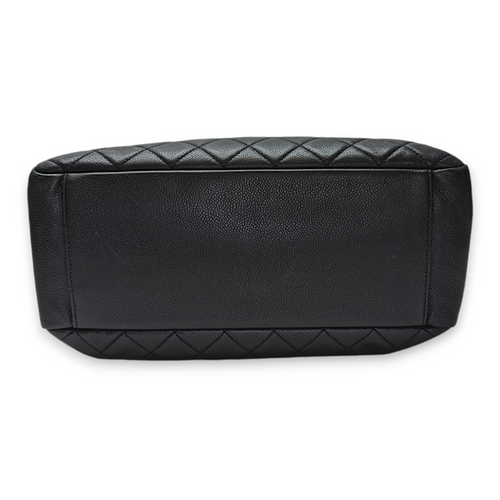 GST Black Shoulder Bag in Caviar Leather, Silver hardware