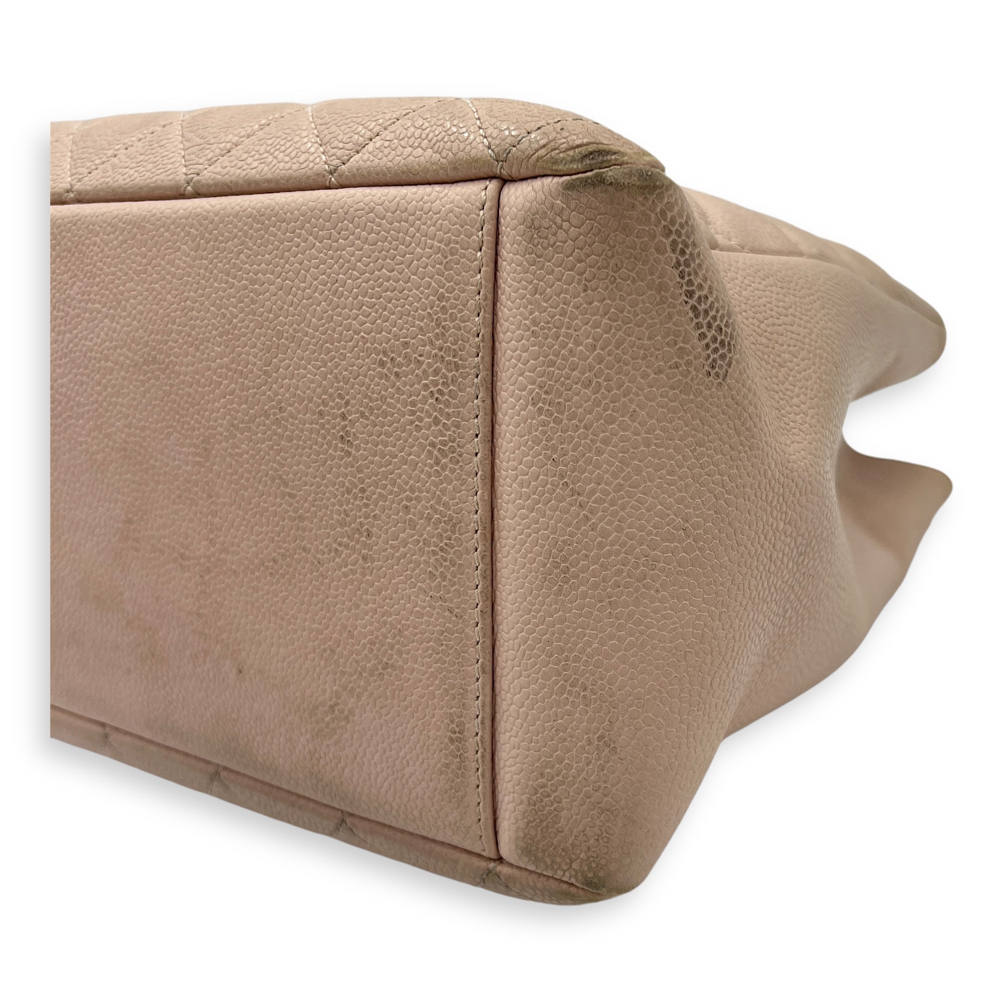 GST Tote Bag Pink in Caviar Leather, Silver hardware