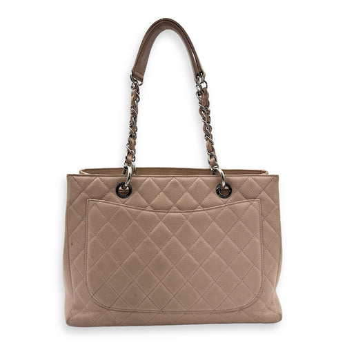 GST Tote Bag Pink in Caviar Leather, Silver hardware