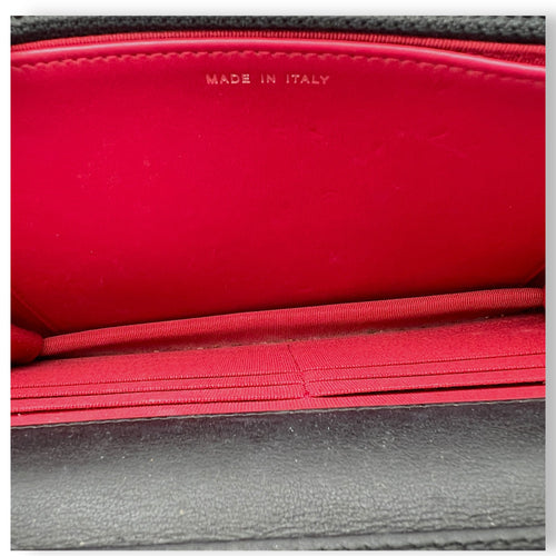 Gabrielle Blue Wallet On Chain in Calfskin, Gold hardware