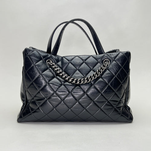 Glazed Quilted Nameplate Tote Tote bag in Calfskin, Ruthenium Hardware