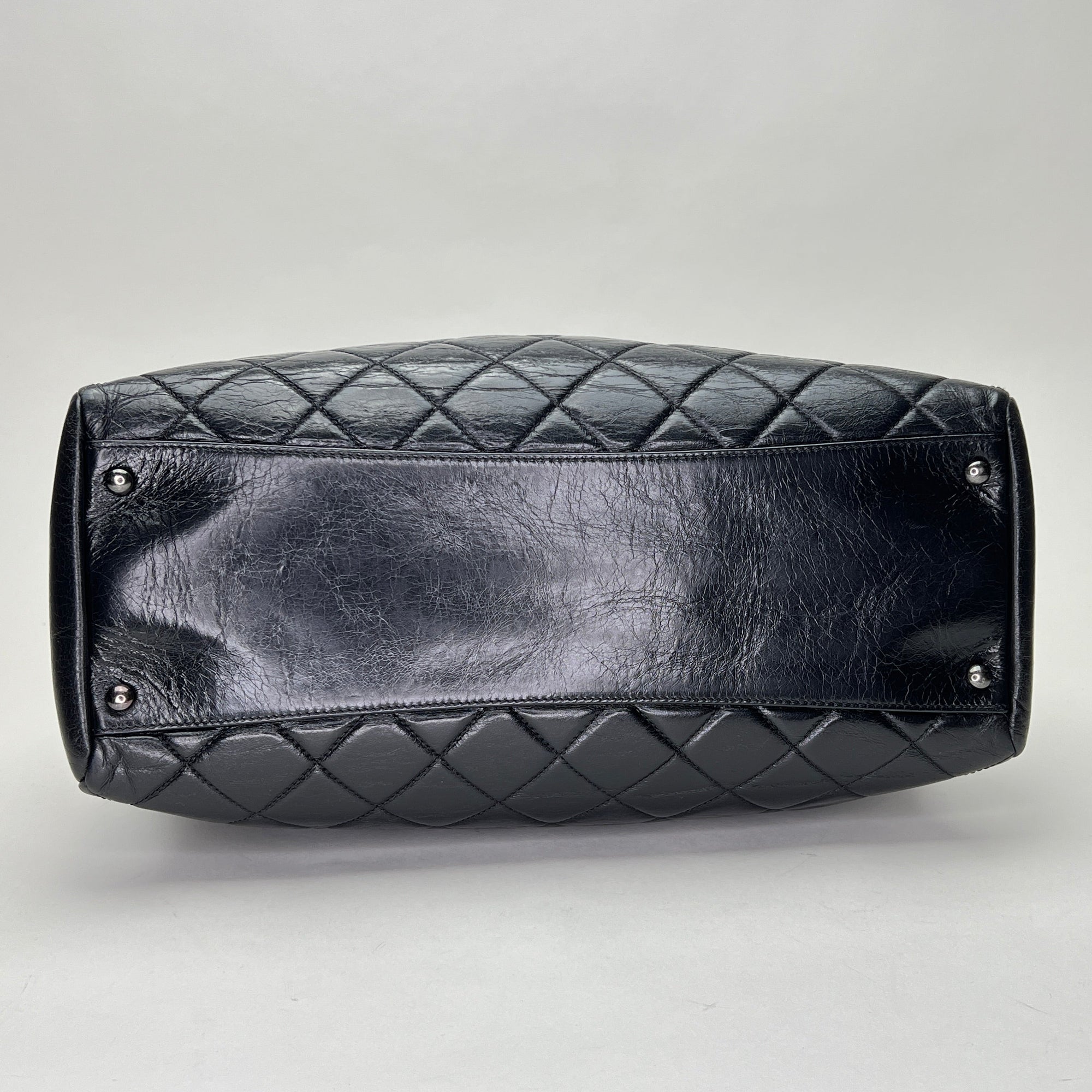 Glazed Quilted Nameplate Tote Tote bag in Calfskin, Ruthenium Hardware