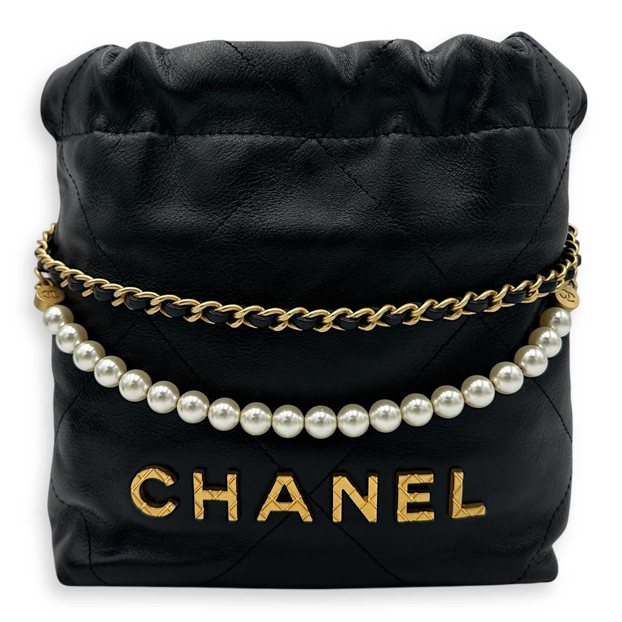 Chanel 22 Tote Crossbody Bag Mini Pearl in Calfskin, Gold hardware_1