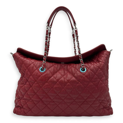 Chanel 2 way bag Shoulder Bag Red in Caviar Leather, Silver hardware_2