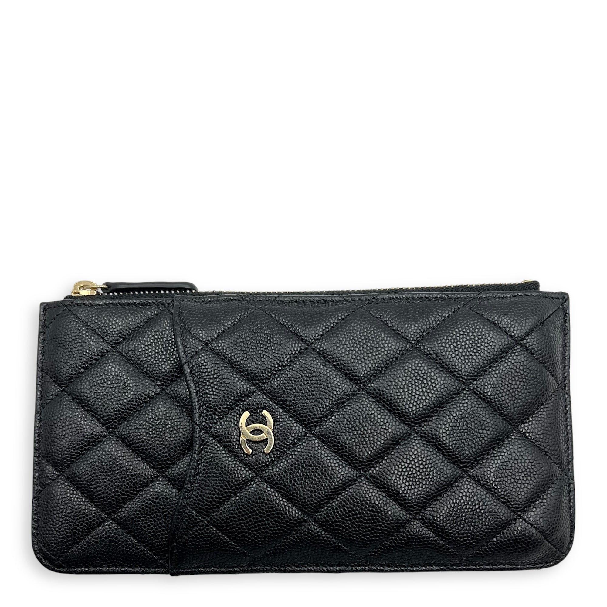 Chanel CC Black Phone Holder with Card Holder in Caviar Leather, Gold hardware_1