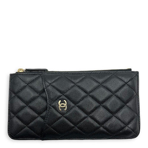Chanel CC Black Phone Holder with Card Holder in Caviar Leather, Gold hardware_1
