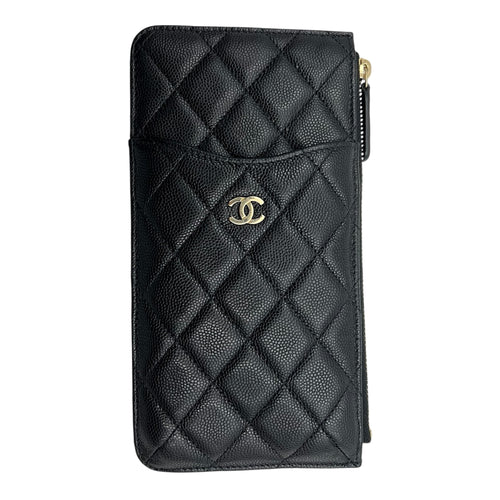 Chanel CC Black Phone Holder with Card Holder in Caviar Leather, Gold hardware_1