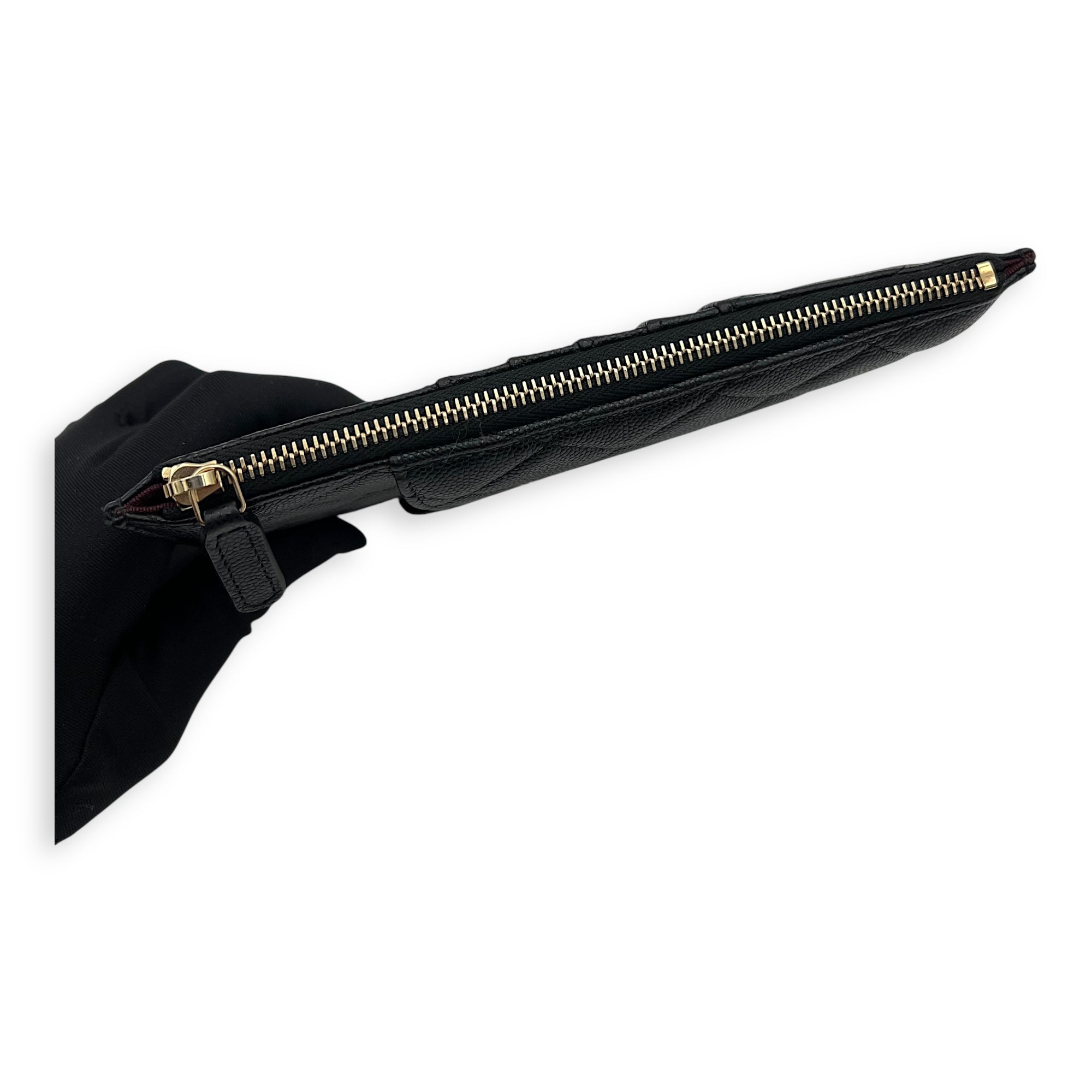 Chanel CC Black Phone Holder with Card Holder in Caviar Leather, Gold hardware_6