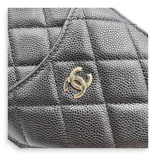 Chanel CC Black Phone Holder with Card Holder in Caviar Leather, Gold hardware_8