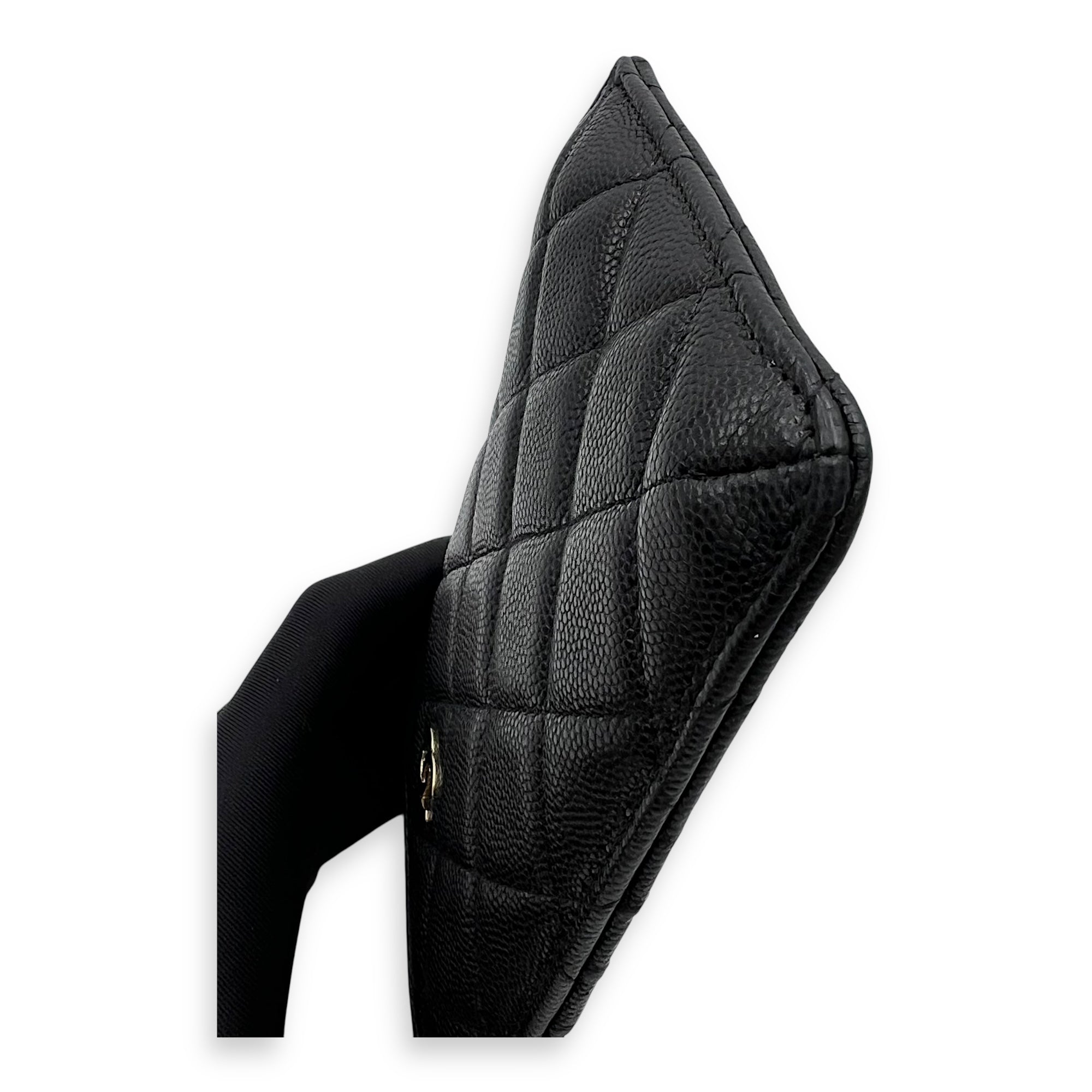 Chanel CC Black Phone Holder with Card Holder in Caviar Leather, Gold hardware_9