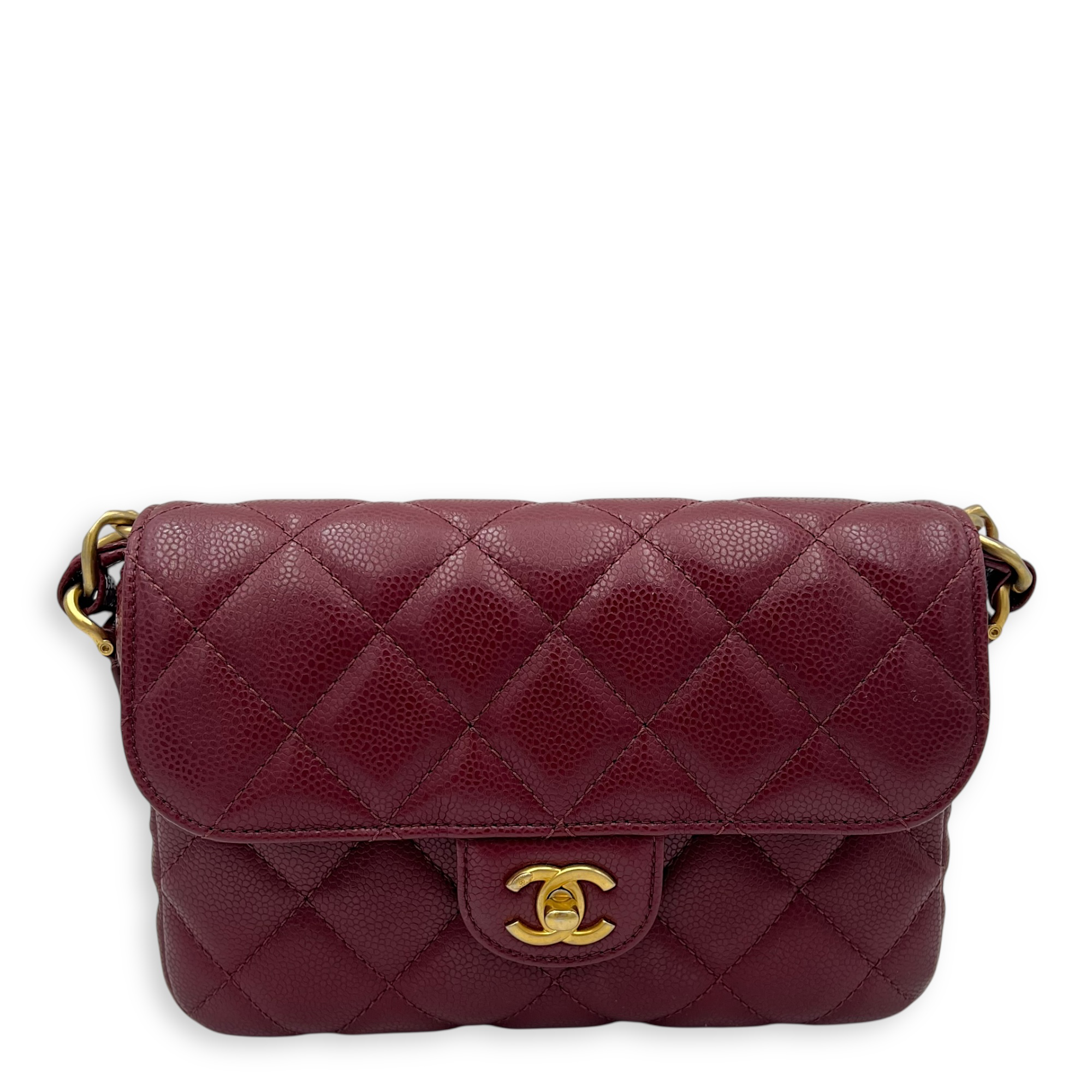 Chanel CC Shoulder Bag Red in Caviar Leather, Gold hardware_1