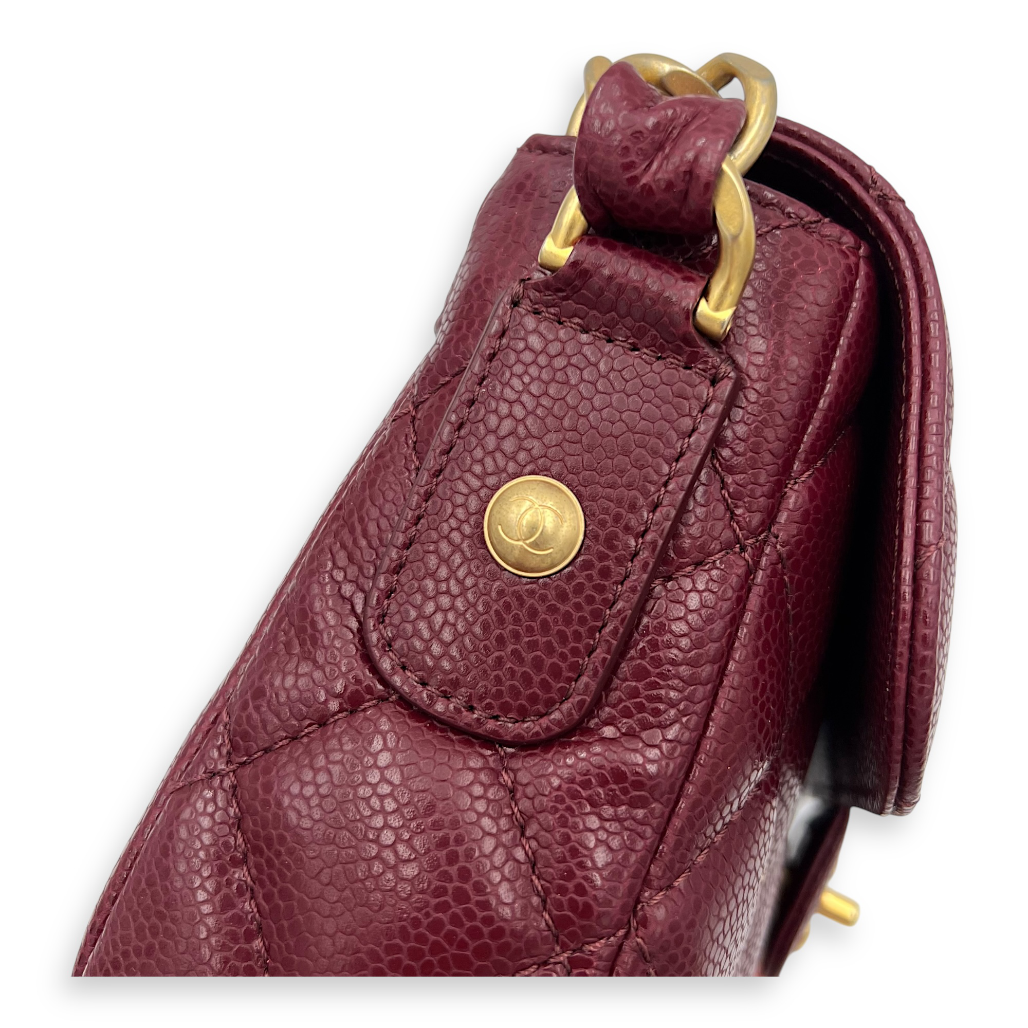 Chanel CC Shoulder Bag Red in Caviar Leather, Gold hardware_6