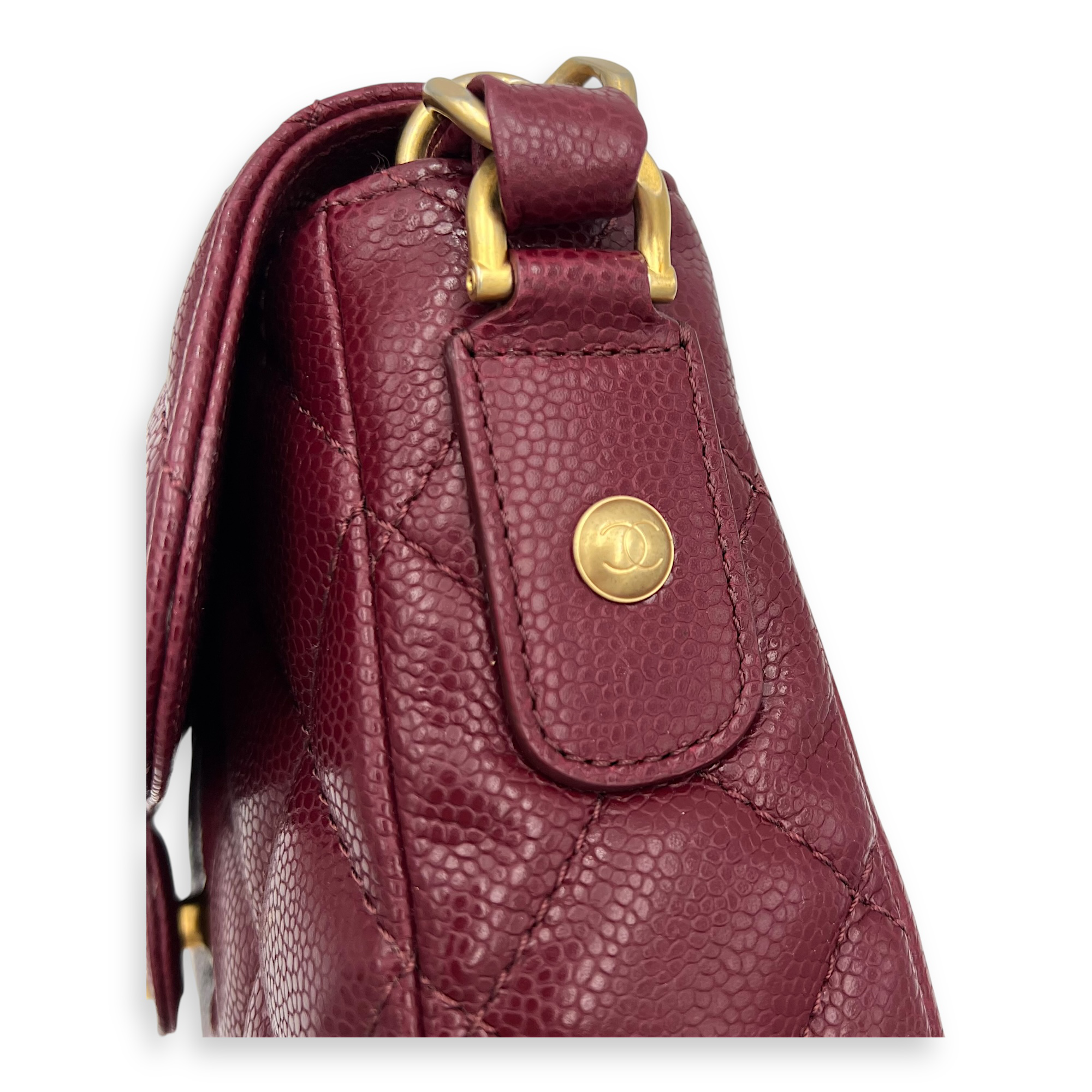 Chanel CC Shoulder Bag Red in Caviar Leather, Gold hardware_7