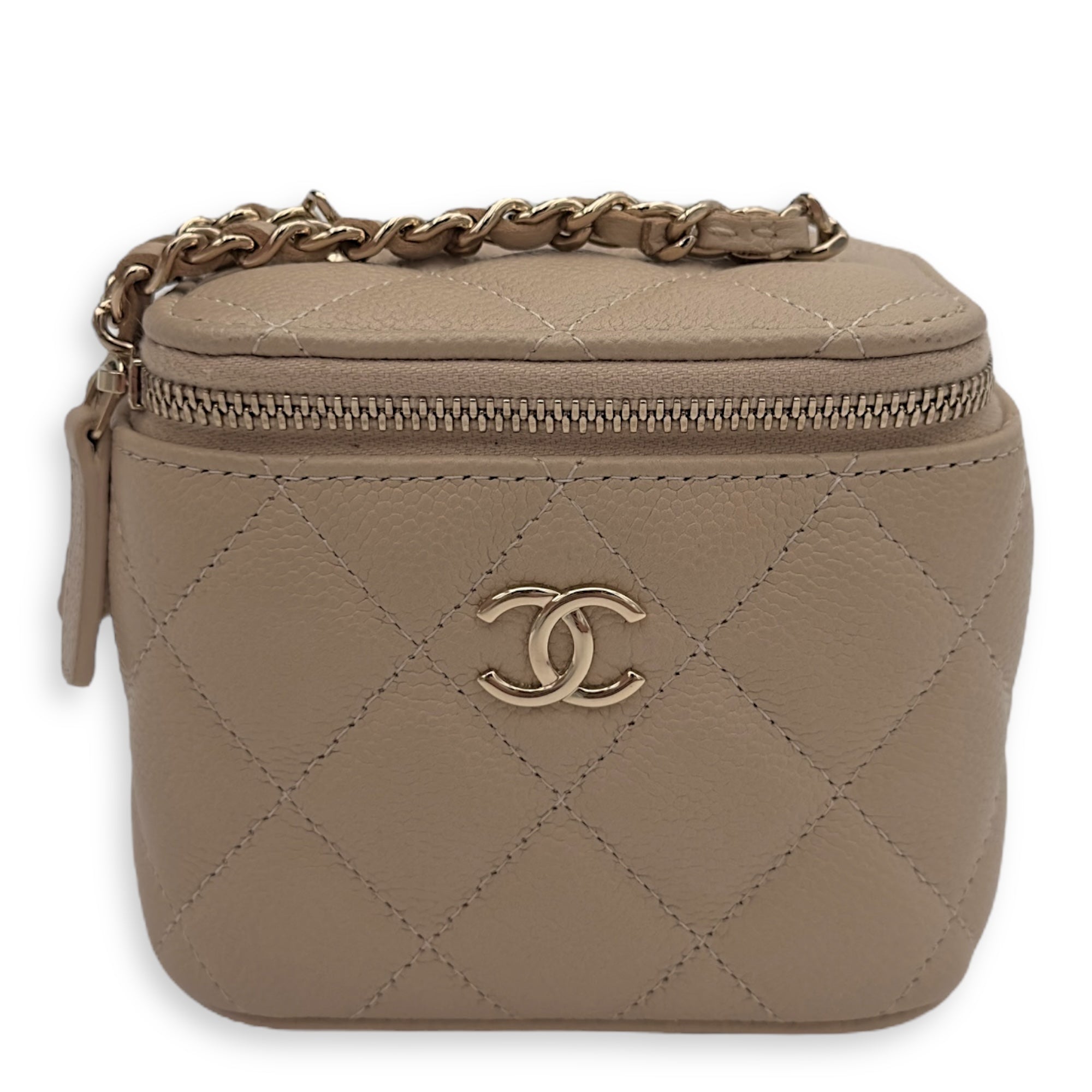 Chanel CC Vanity Bag Beige in Caviar Leather, Gold hardware_1