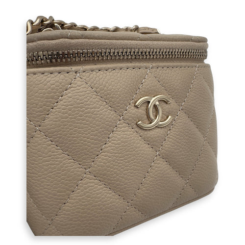 Chanel CC Vanity Bag Beige in Caviar Leather, Gold hardware_10