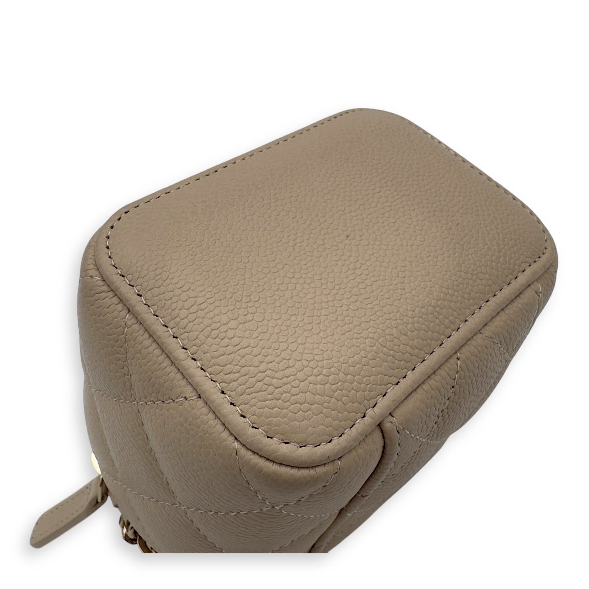 Chanel CC Vanity Bag Beige in Caviar Leather, Gold hardware_13