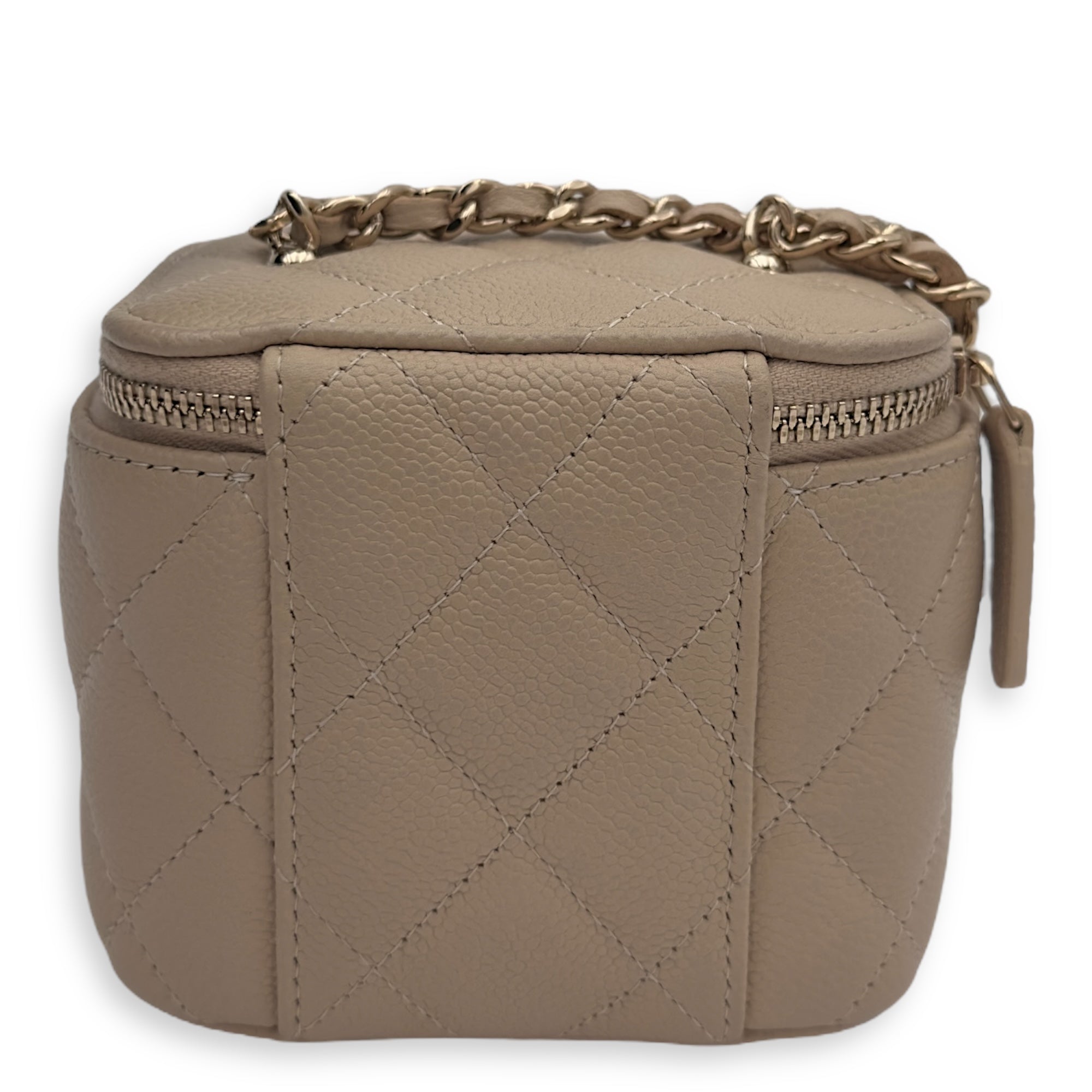 Chanel CC Vanity Bag Beige in Caviar Leather, Gold hardware_2