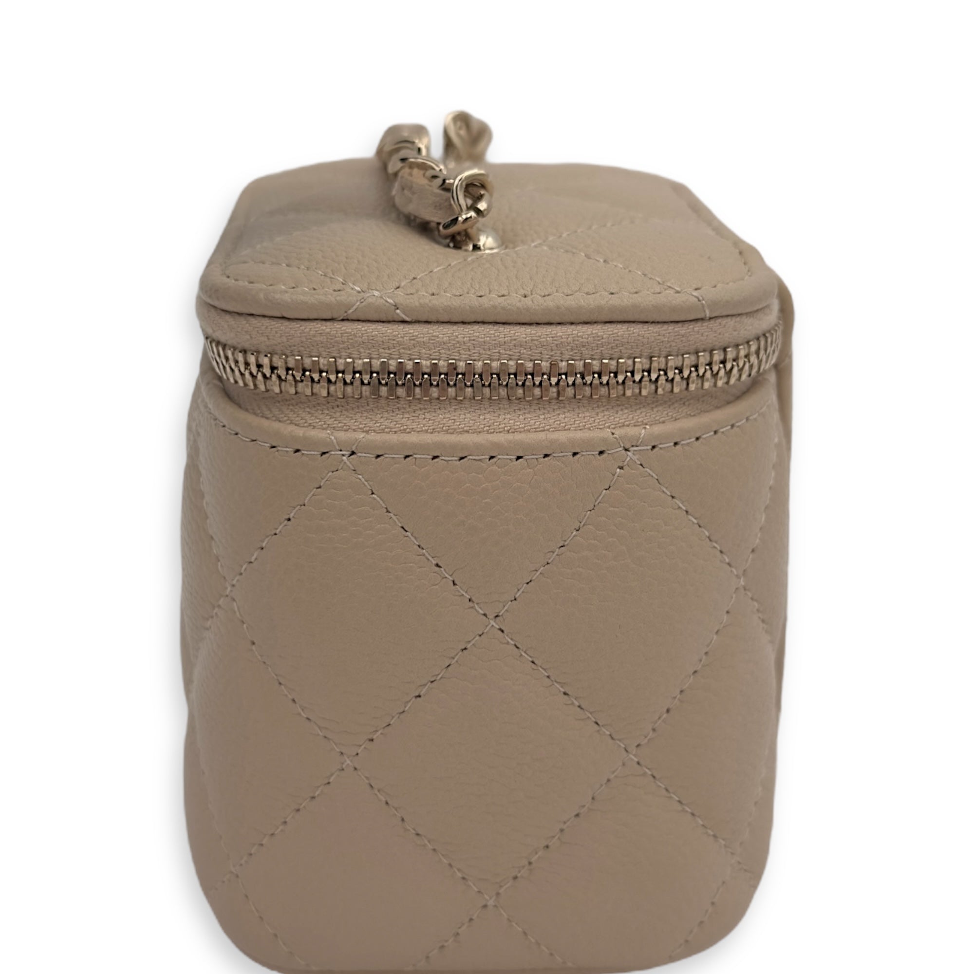 Chanel CC Vanity Bag Beige in Caviar Leather, Gold hardware_3
