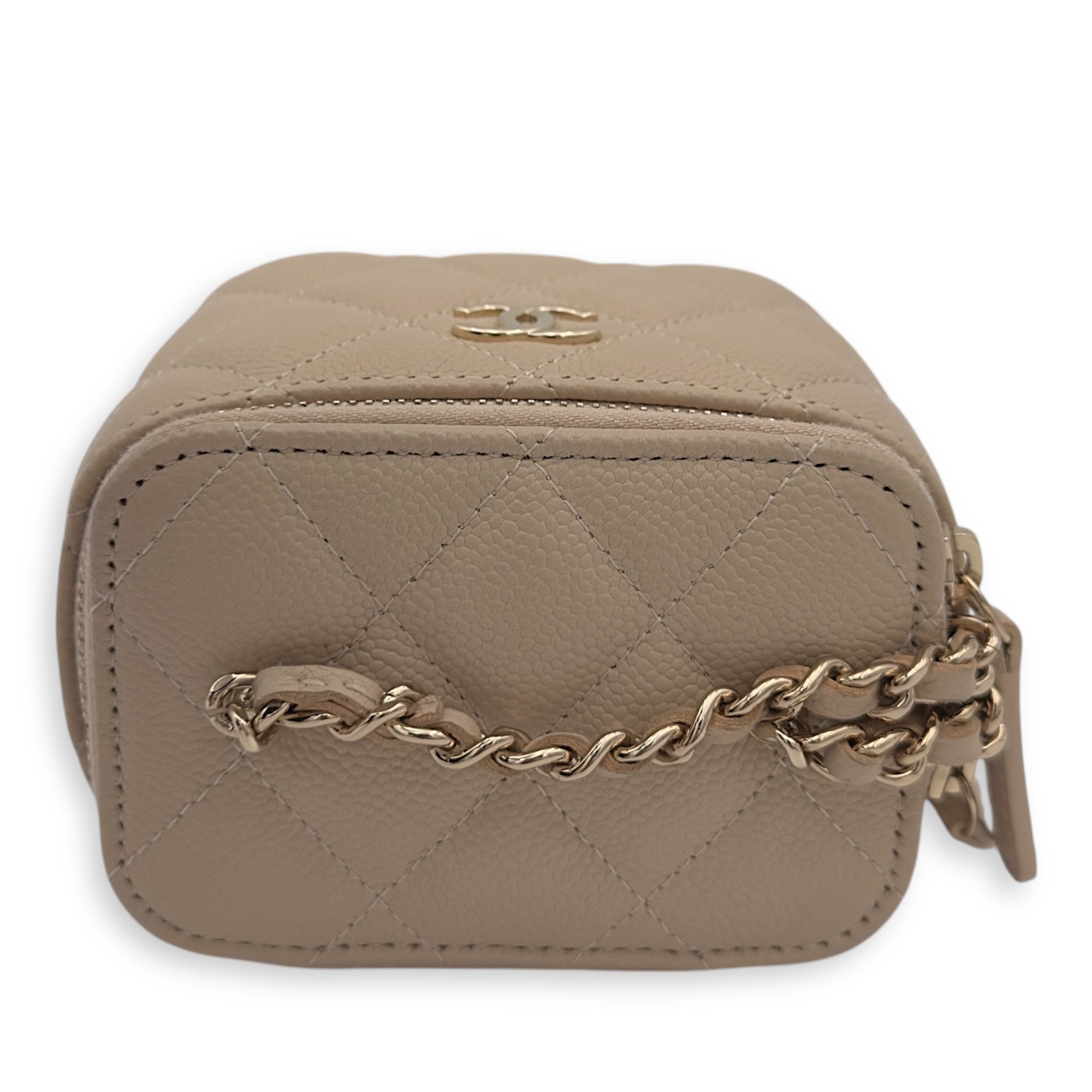 Chanel CC Vanity Bag Beige in Caviar Leather, Gold hardware_6