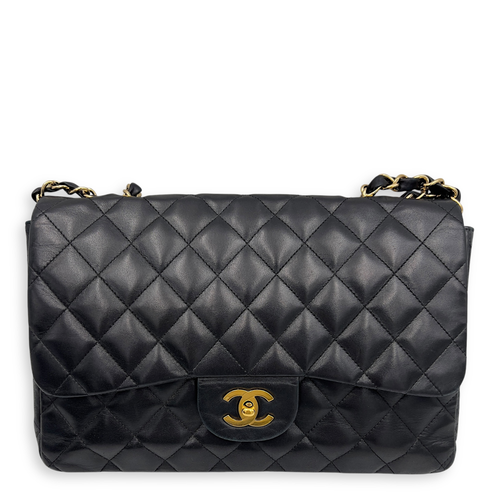 Chanel Classic Shoulder Bag Jumbo Black in Lambskin, Gold hardware_1