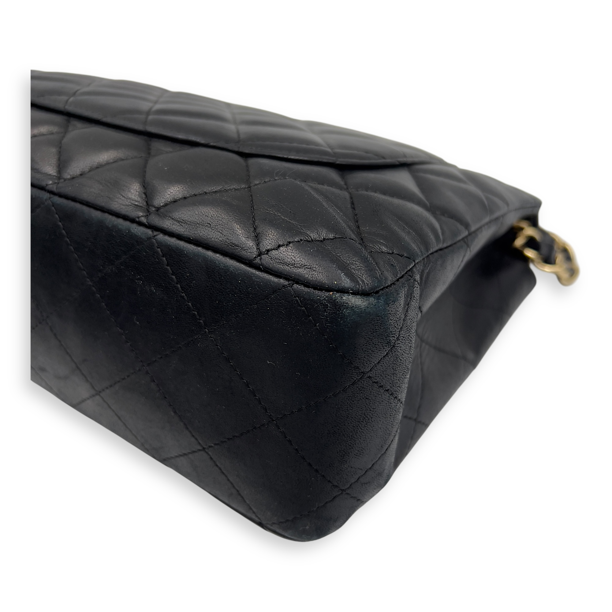 Chanel Classic Shoulder Bag Jumbo Black in Lambskin, Gold hardware_10