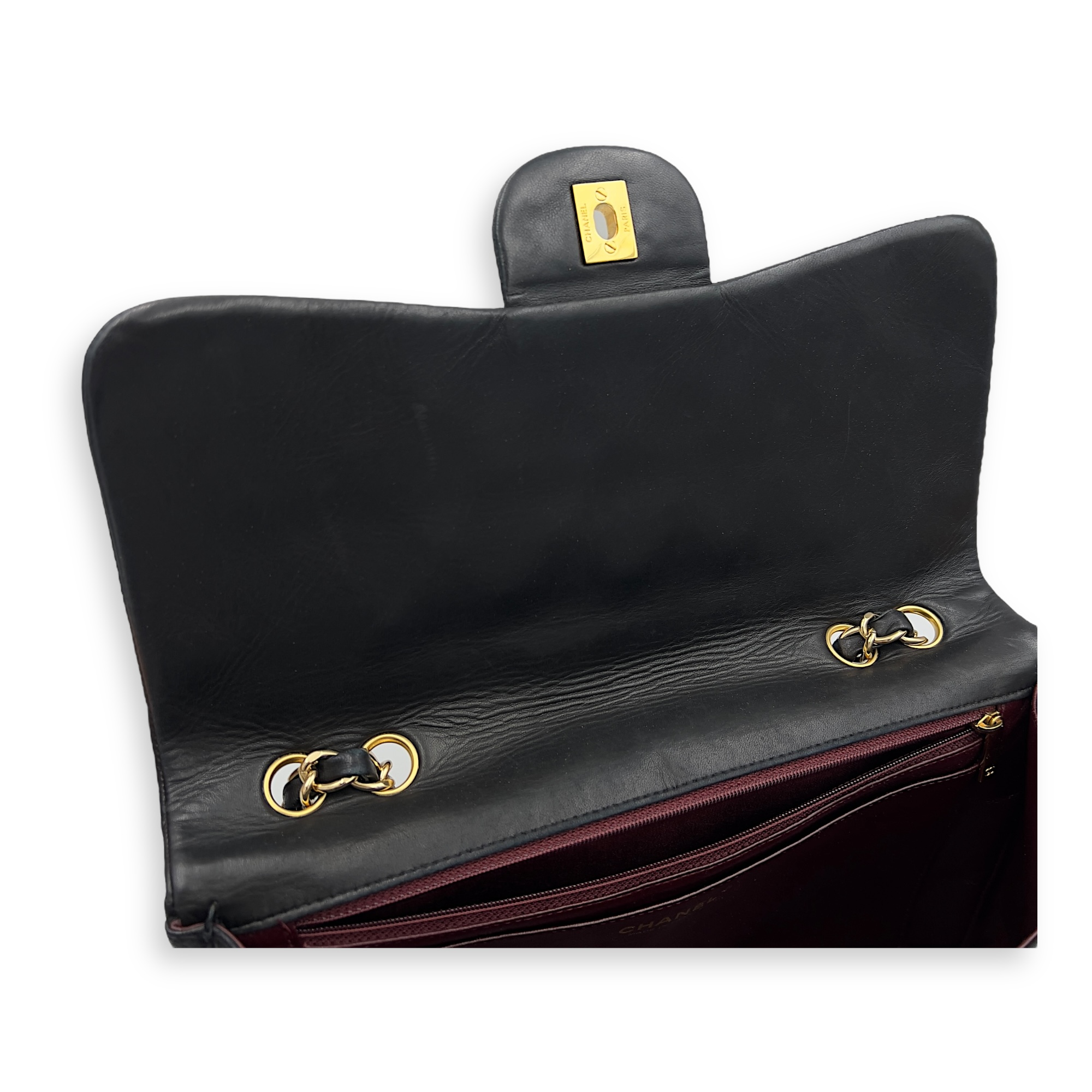 Chanel Classic Shoulder Bag Jumbo Black in Lambskin, Gold hardware_11