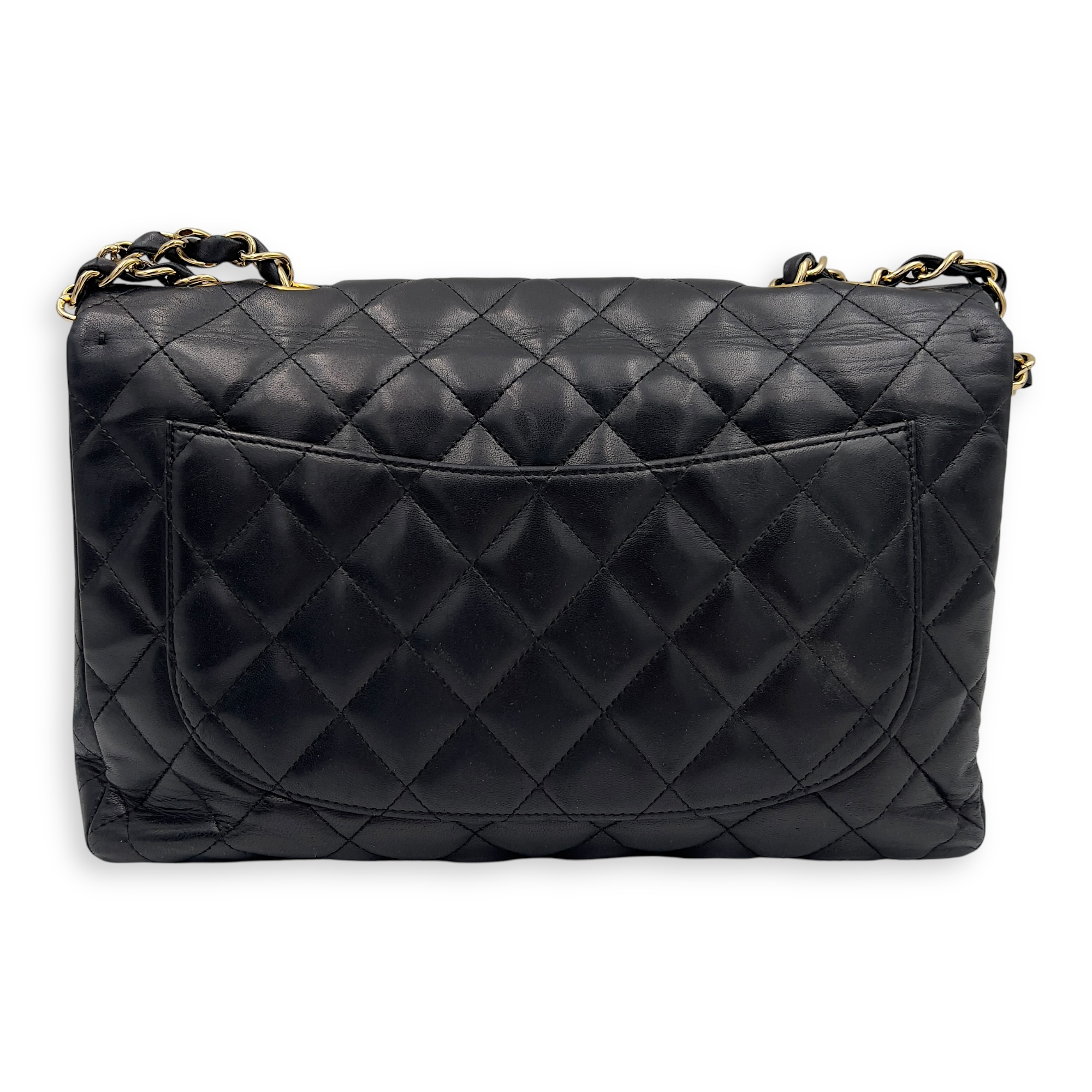 Chanel Classic Shoulder Bag Jumbo Black in Lambskin, Gold hardware_2