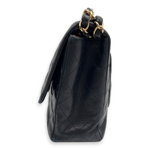 Chanel Classic Shoulder Bag Jumbo Black in Lambskin, Gold hardware_5