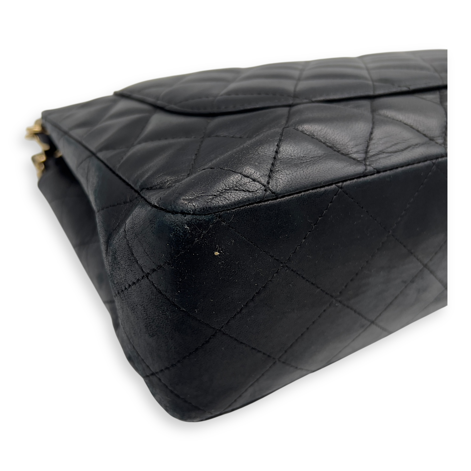 Chanel Classic Shoulder Bag Jumbo Black in Lambskin, Gold hardware_9