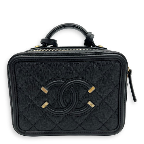 Chanel Filigree Small Black Vanity Bag in Caviar Leather, Gold hardware_1