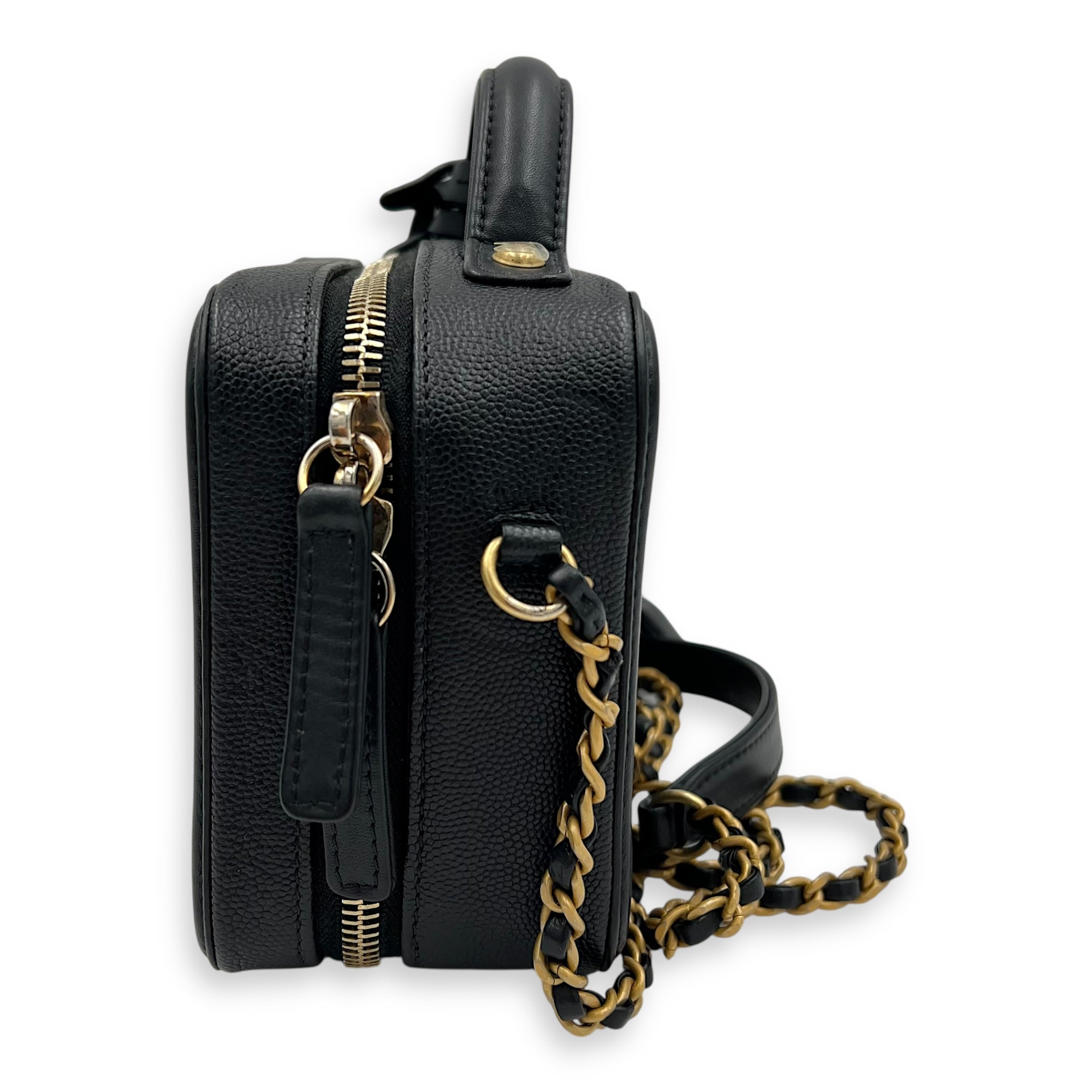 Chanel Filigree Small Black Vanity Bag in Caviar Leather, Gold hardware_4