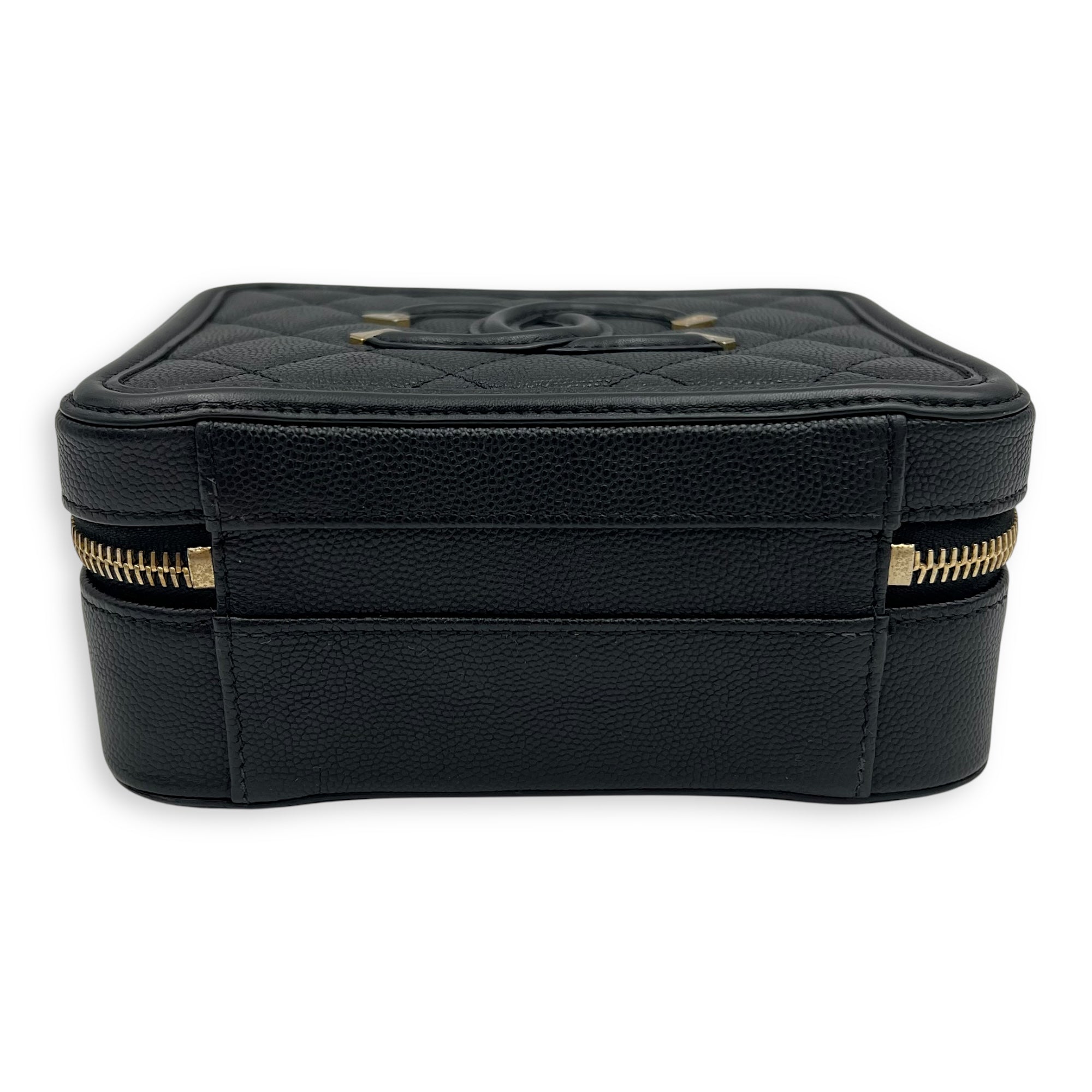 Chanel Filigree Small Black Vanity Bag in Caviar Leather, Gold hardware_5