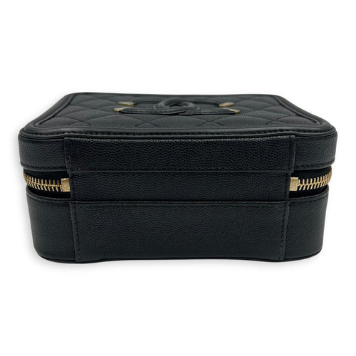 Chanel Filigree Small Black Vanity Bag in Caviar Leather, Gold hardware_5