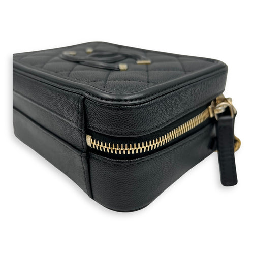 Chanel Filigree Small Black Vanity Bag in Caviar Leather, Gold hardware_8