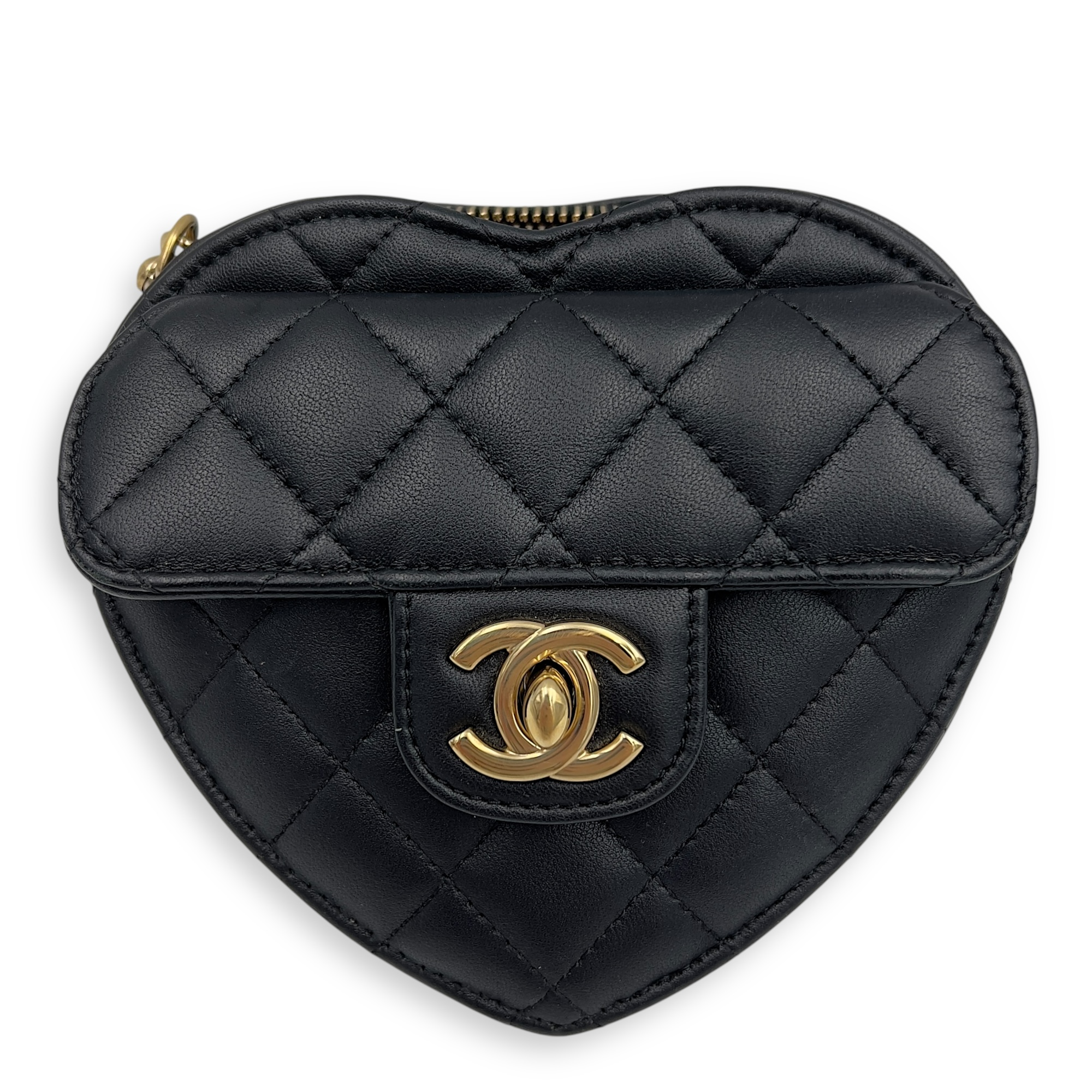 Chanel Heart Mini Black Shoulder Bag in Lambskin, Gold hardware_1
