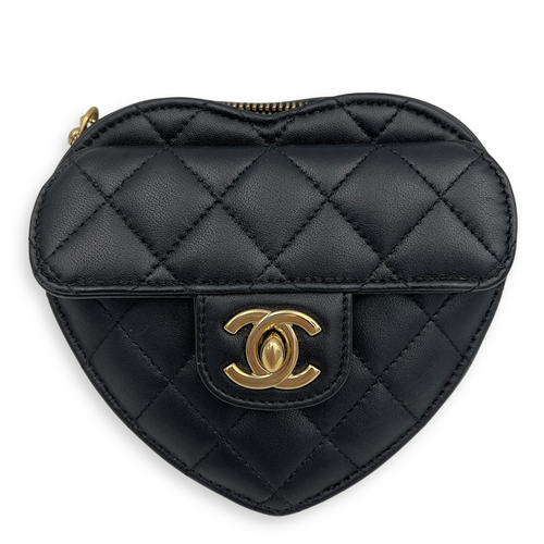 Chanel Heart Mini Black Shoulder Bag in Lambskin, Gold hardware_1