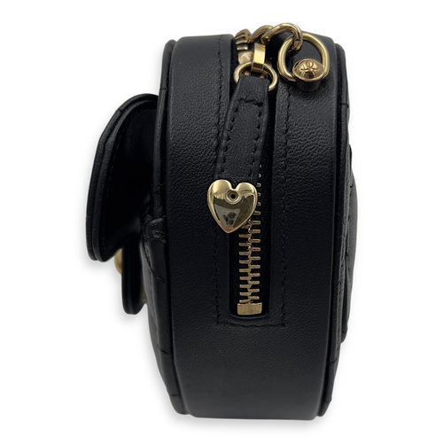 Chanel Heart Mini Black Shoulder Bag in Lambskin, Gold hardware_4