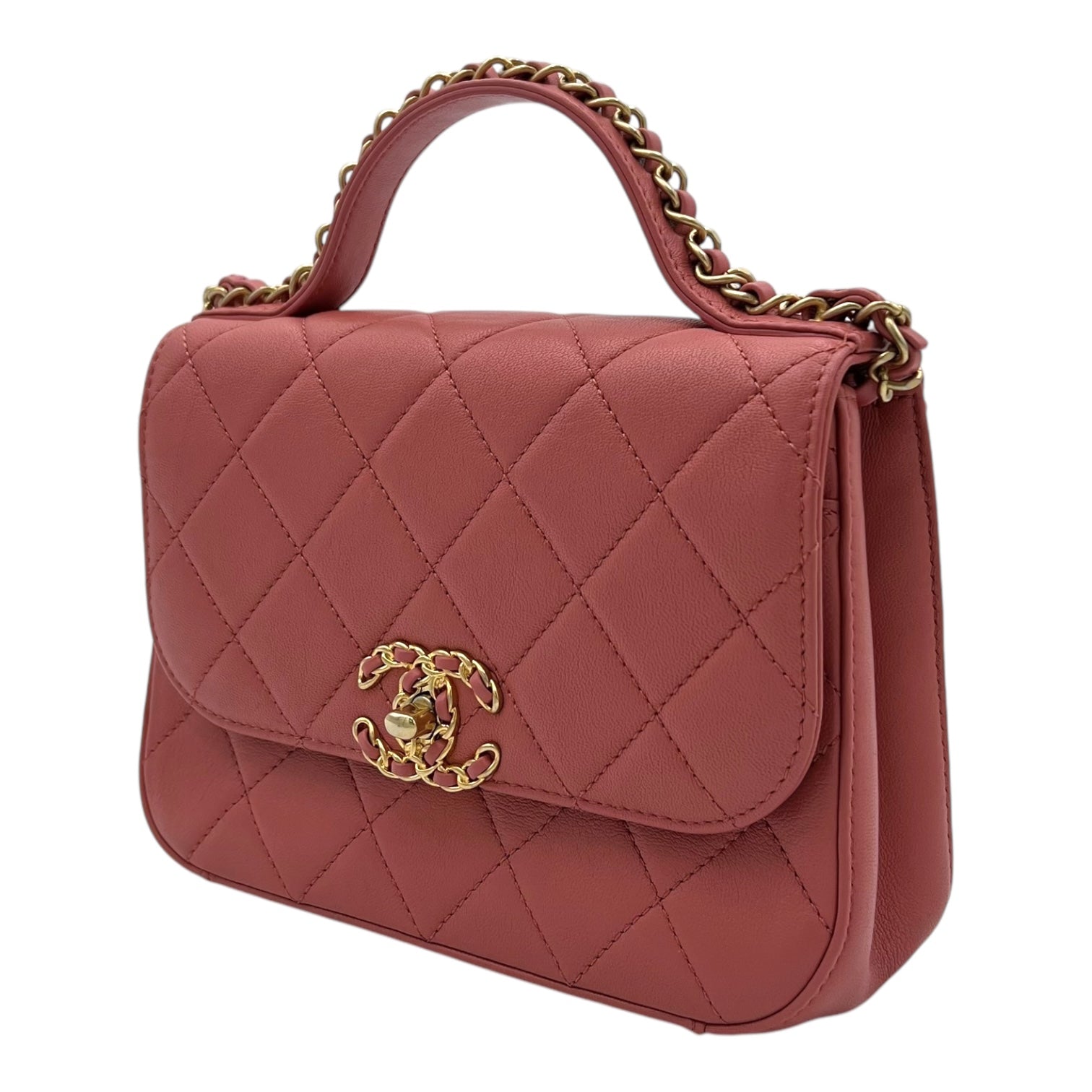 Chanel Infinity Pink Top Handle Bag in Goat Leather, Gold hardware_2