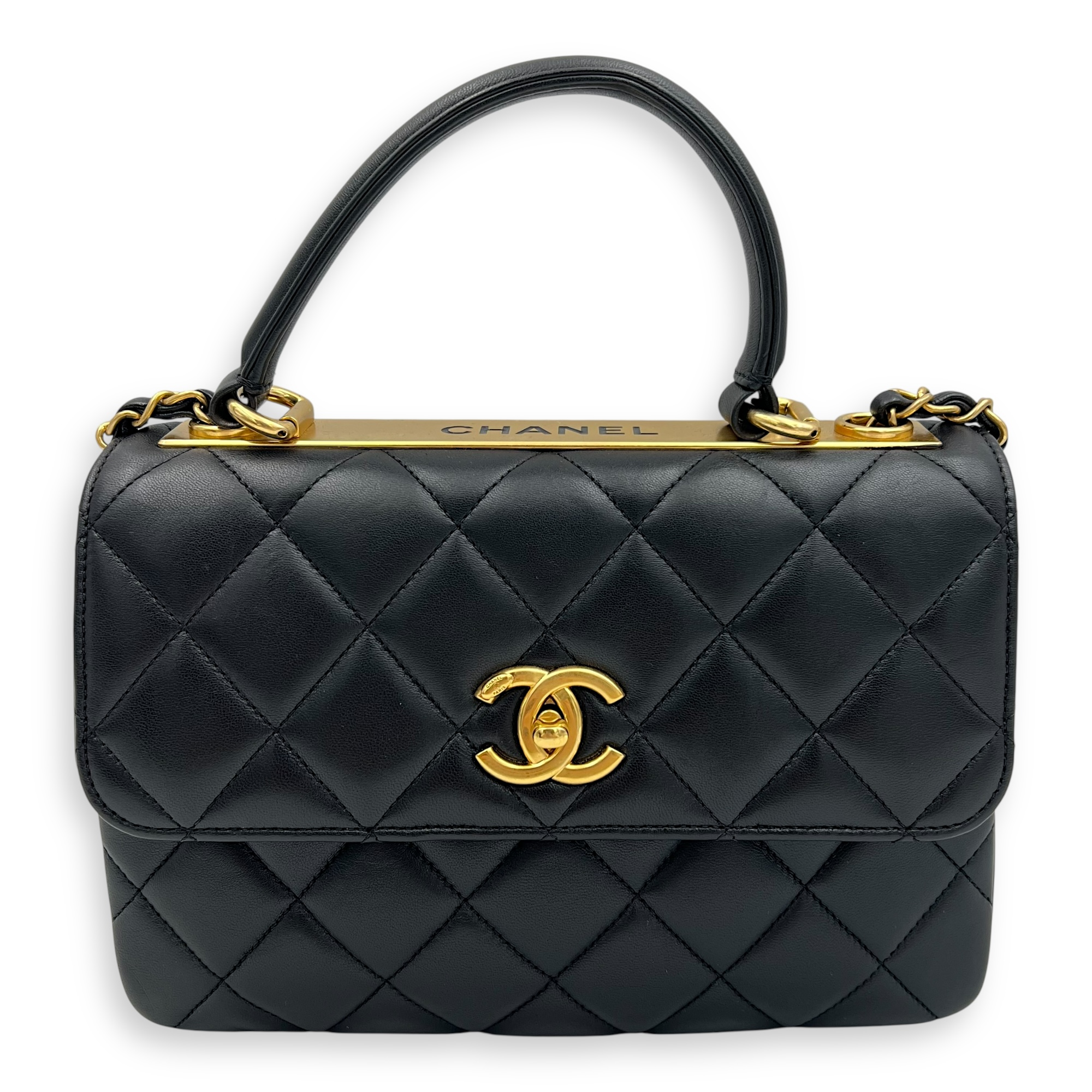 Chanel Trendy CC Top Handle Bag Black in Lambskin, Gold hardware_1