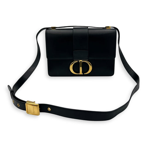 30 Montaigne Crossbody Bag Black in Calfskin, Gold hardware