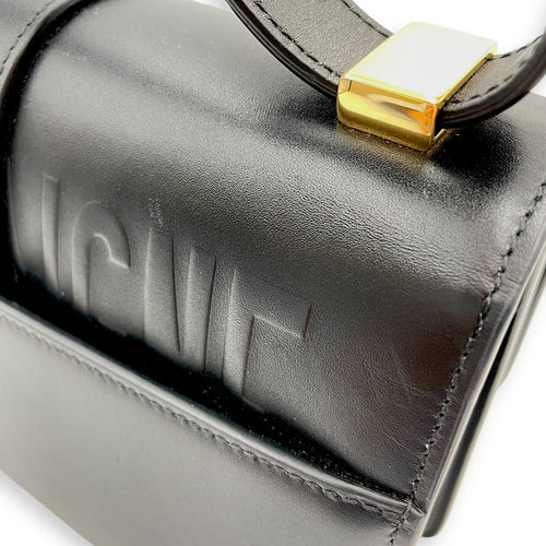 30 Montaigne Medium Black Shoulder Bag in Box Calfskin, Gold hardware