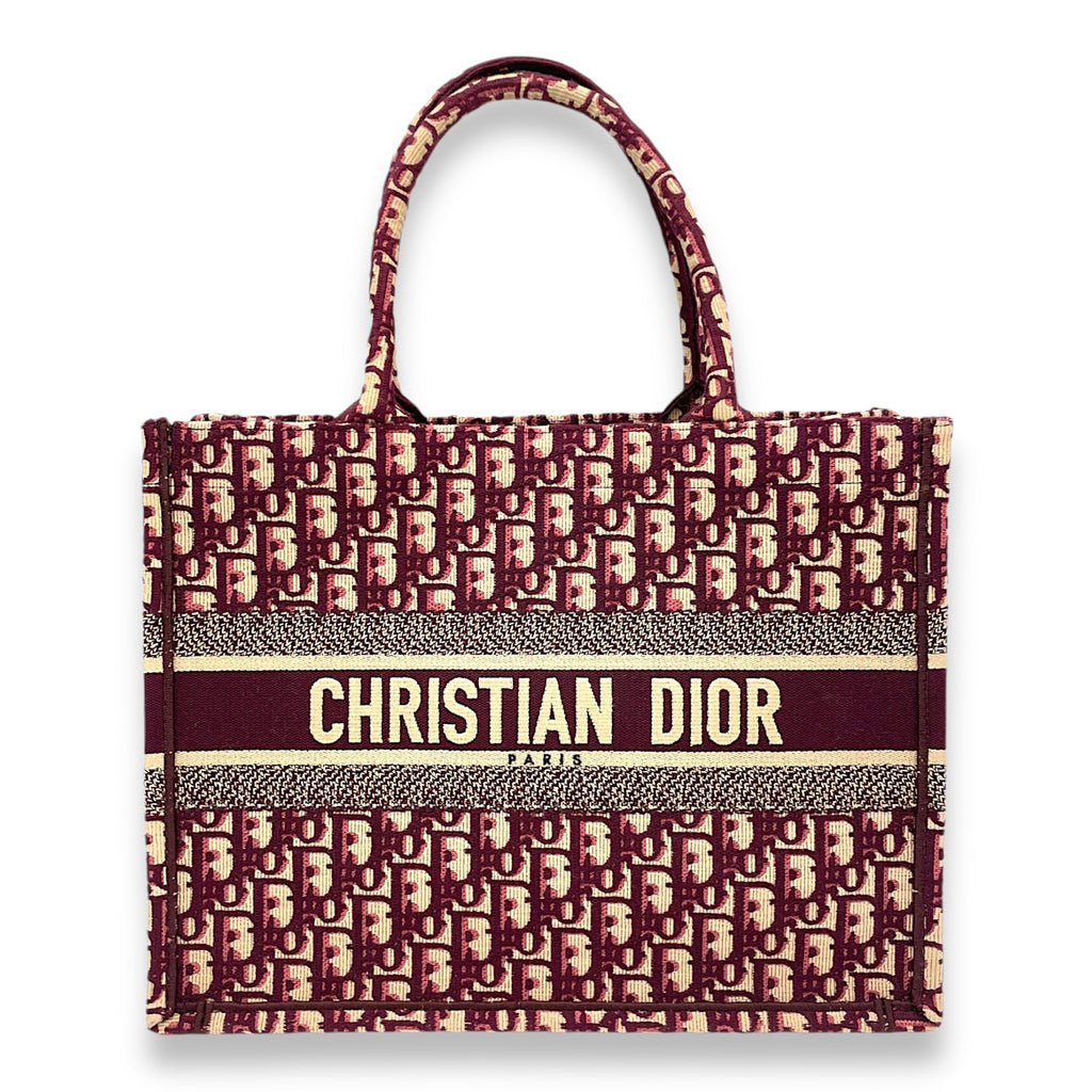 Christian Dior Book Tote Medium Maroon Tote Bag in Canvas Singapore