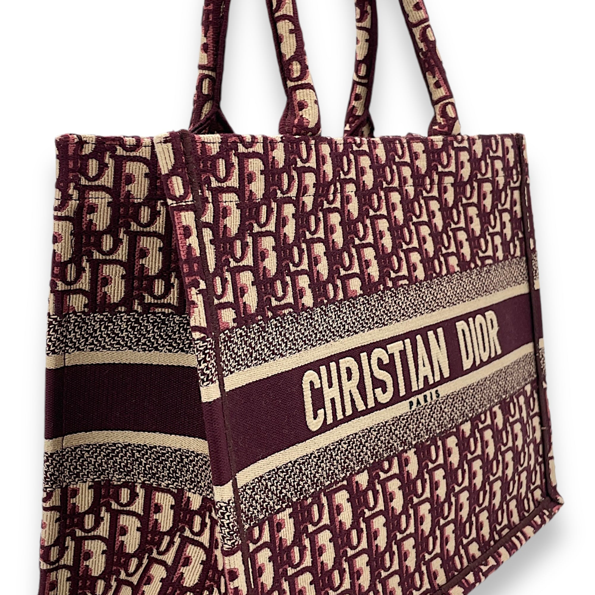 Christian Dior Book Tote Medium Maroon Tote Bag in Canvas Singapore