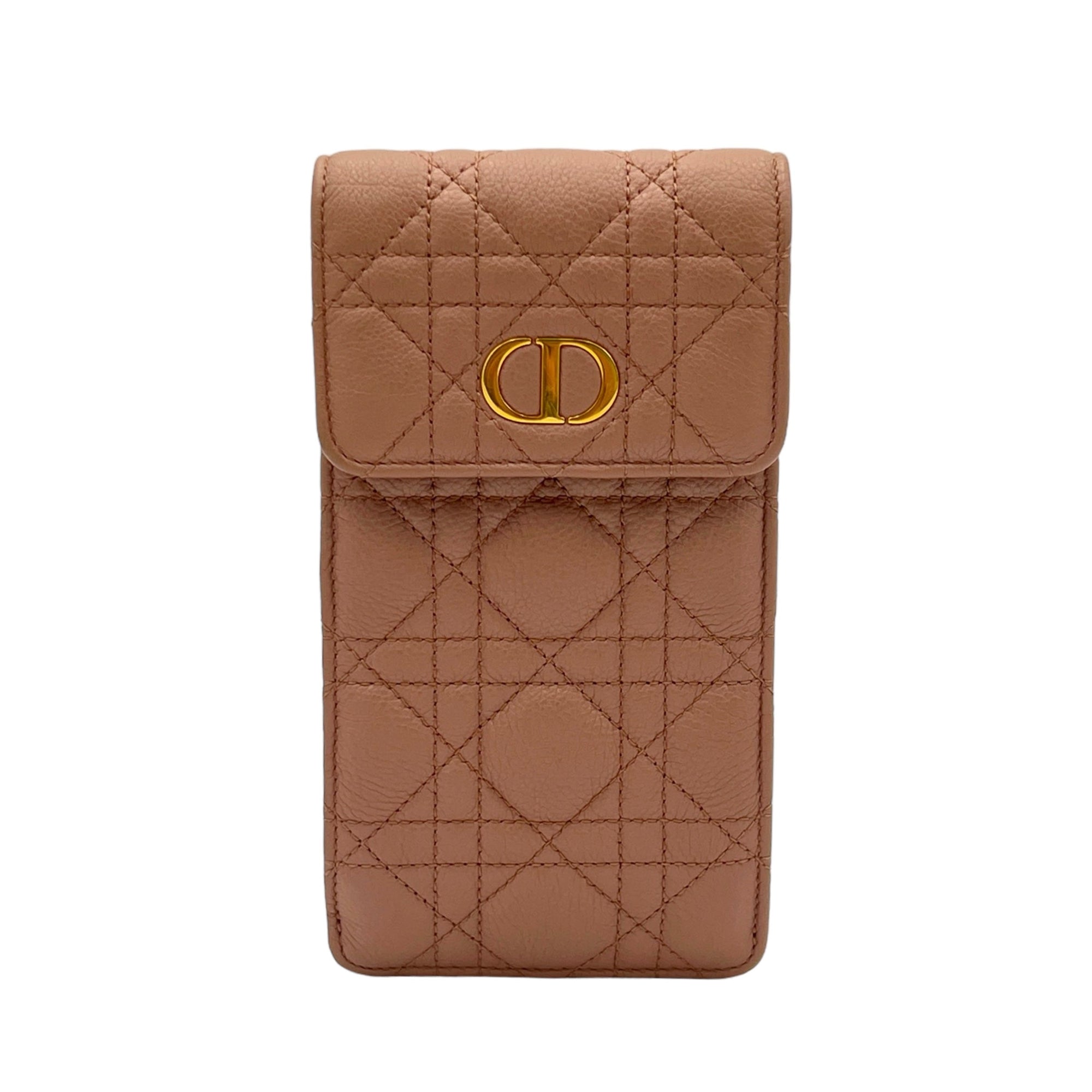 Caro Phone Holder Pouch in Calfskin, Gold Hardware