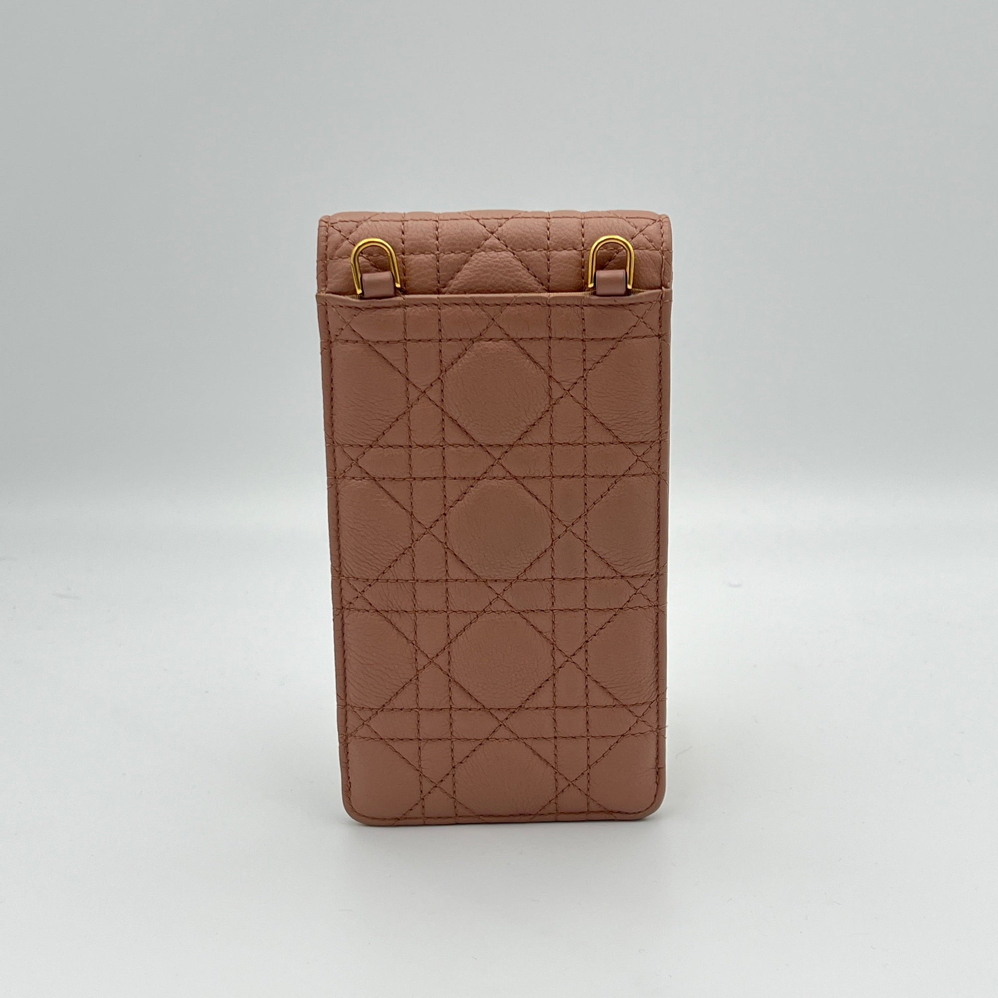 Caro Phone Holder Pouch in Calfskin, Gold Hardware