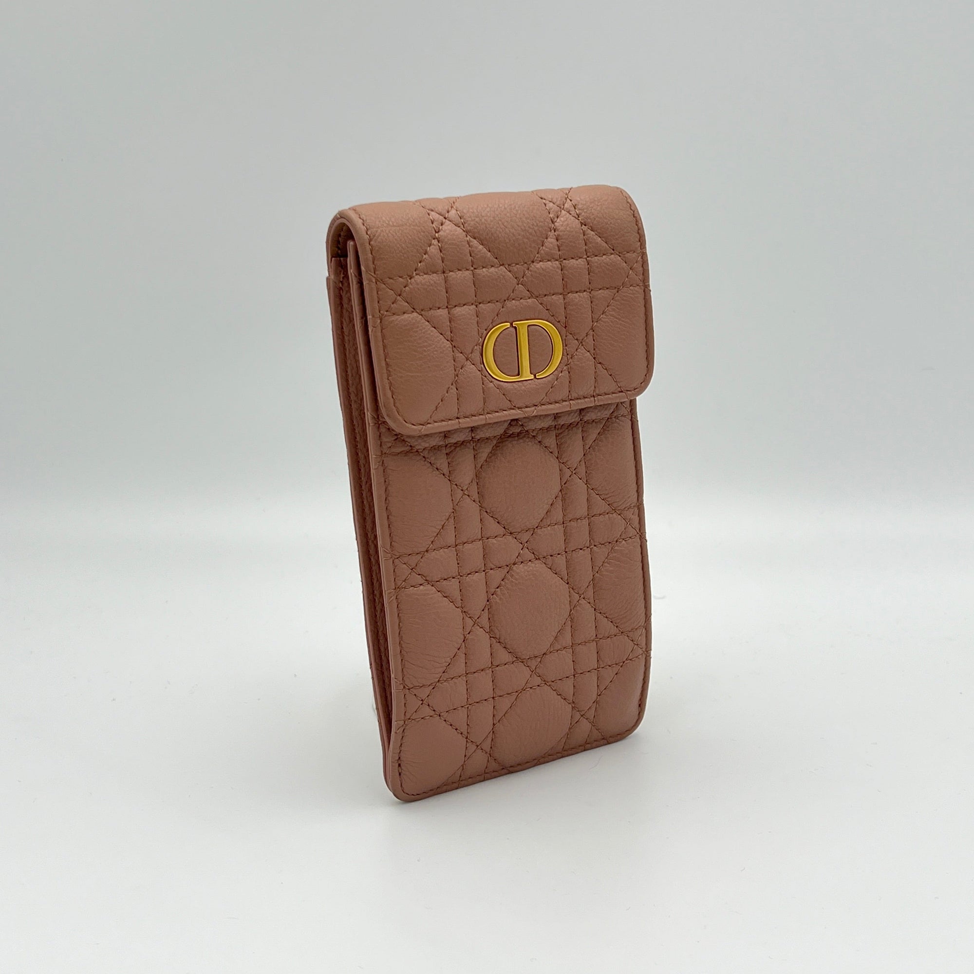 Caro Phone Holder Pouch in Calfskin, Gold Hardware