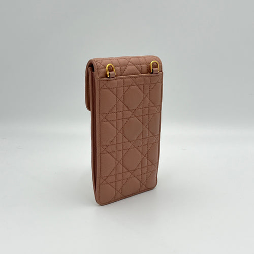 Caro Phone Holder Pouch in Calfskin, Gold Hardware