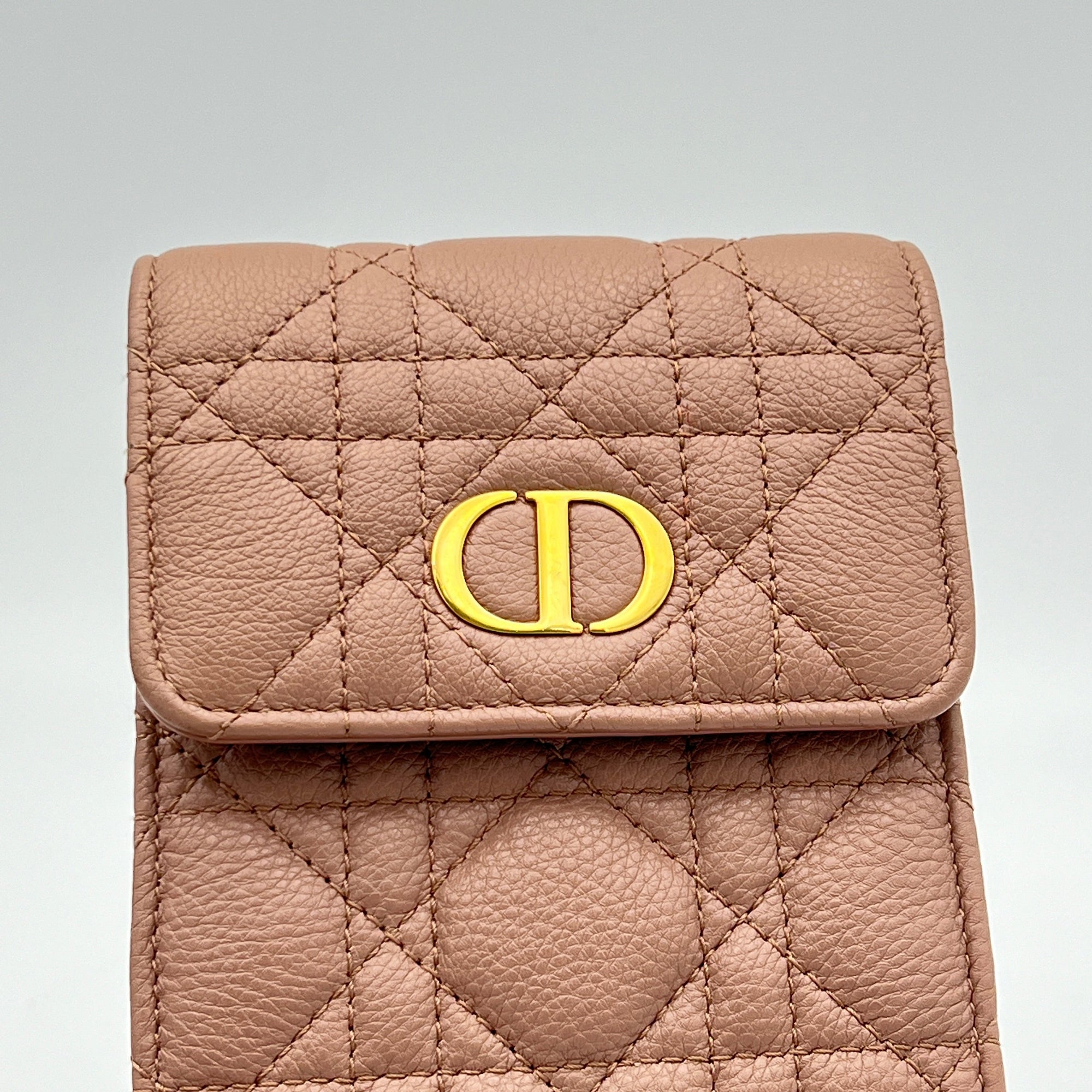 Caro Phone Holder Pouch in Calfskin, Gold Hardware