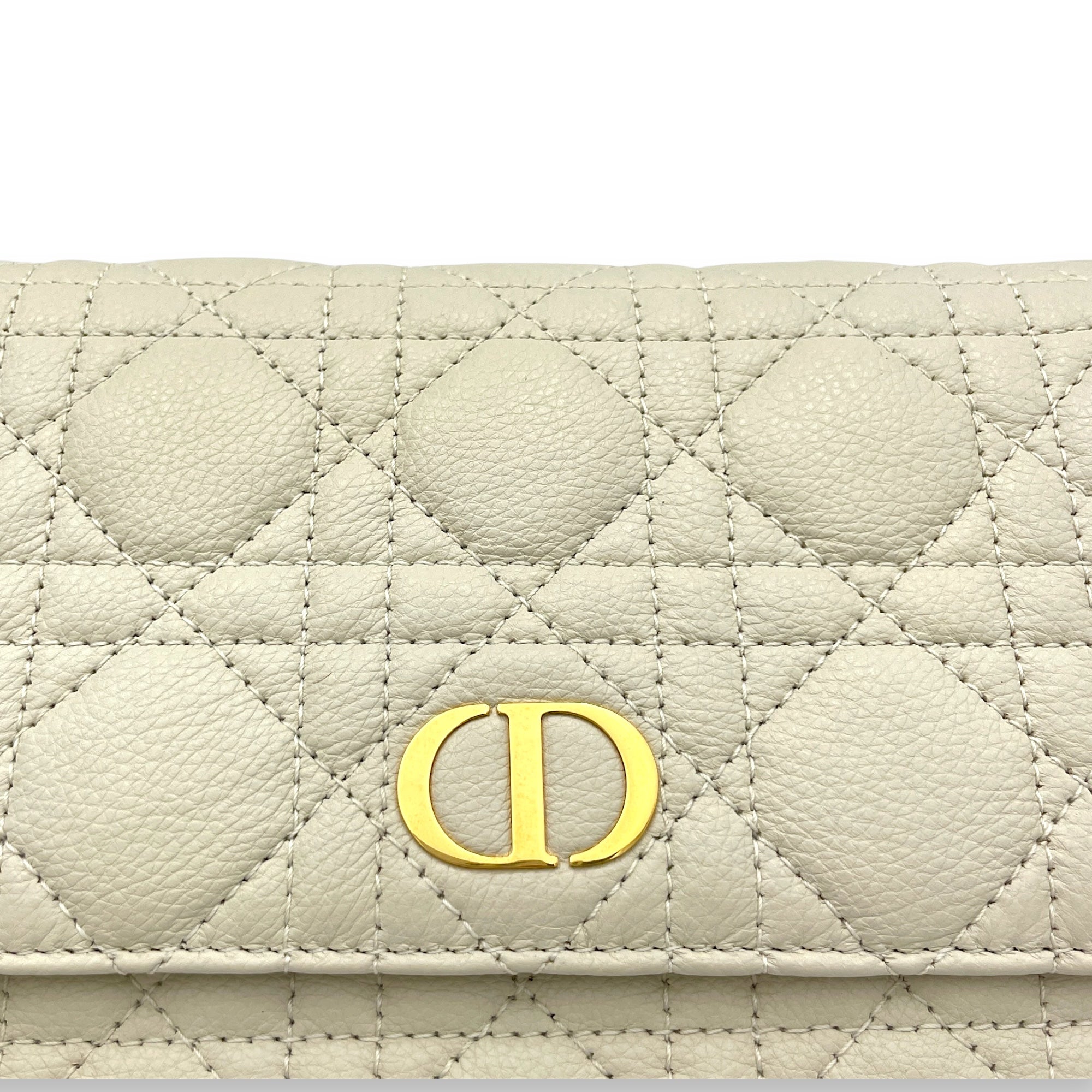 Christian Dior Dior Caro Pouch White in Calfskin, Gold Christian Dior Dior Caro Pouch White in Calfskin, Gold
